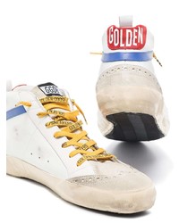 Мужские белые кожаные низкие кеды со звездами от Golden Goose