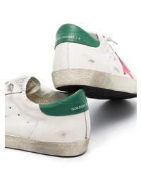 Мужские белые кожаные низкие кеды со звездами от Golden Goose