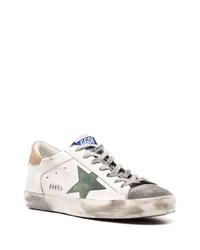 Мужские белые кожаные низкие кеды со звездами от Golden Goose