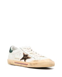 Мужские белые кожаные низкие кеды со звездами от Golden Goose