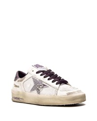 Мужские белые кожаные низкие кеды со звездами от Golden Goose