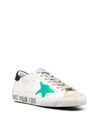 Мужские белые кожаные низкие кеды со звездами от Golden Goose