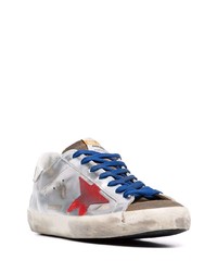 Мужские белые кожаные низкие кеды со звездами от Golden Goose