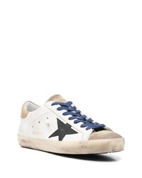 Мужские белые кожаные низкие кеды со звездами от Golden Goose