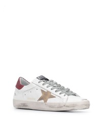 Мужские белые кожаные низкие кеды со звездами от Golden Goose