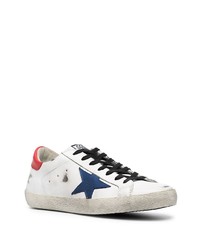 Мужские белые кожаные низкие кеды со звездами от Golden Goose