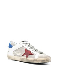 Мужские белые кожаные низкие кеды со звездами от Golden Goose