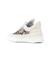 Мужские белые кожаные низкие кеды со змеиным рисунком от Filling Pieces