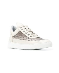 Мужские белые кожаные низкие кеды со змеиным рисунком от Filling Pieces