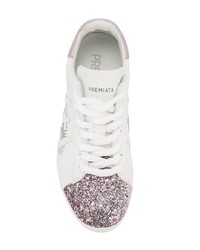 Женские белые кожаные низкие кеды от Premiata