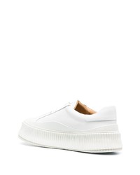 Мужские белые кожаные низкие кеды от Jil Sander