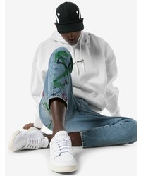 Мужские белые кожаные низкие кеды от adidas