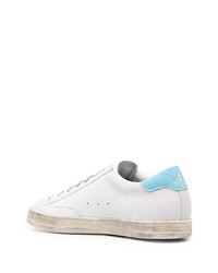 Мужские белые кожаные низкие кеды от P448