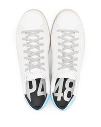 Мужские белые кожаные низкие кеды от P448