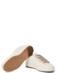 Мужские белые кожаные низкие кеды от Feit