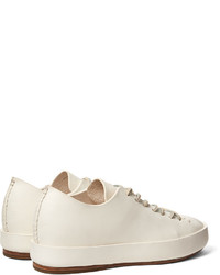 Мужские белые кожаные низкие кеды от Feit