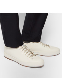 Мужские белые кожаные низкие кеды от Feit