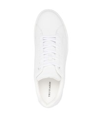 Мужские белые кожаные низкие кеды от Trussardi