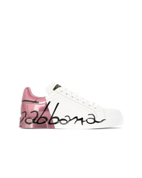Женские белые кожаные низкие кеды от Dolce & Gabbana