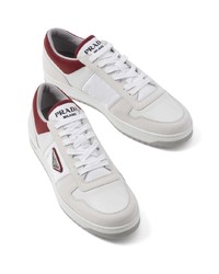Мужские белые кожаные низкие кеды от Prada