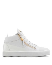 Мужские белые кожаные низкие кеды от Giuseppe Zanotti