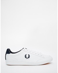 Мужские белые кожаные низкие кеды от Fred Perry