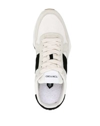 Мужские белые кожаные низкие кеды от Tom Ford