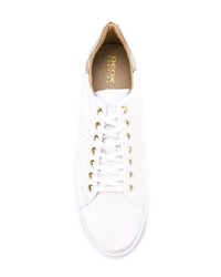 Женские белые кожаные низкие кеды от Geox