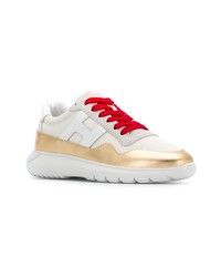 Женские белые кожаные низкие кеды от Hogan