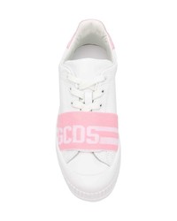 Женские белые кожаные низкие кеды от Gcds