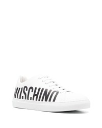 Мужские белые кожаные низкие кеды от Moschino