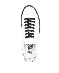 Мужские белые кожаные низкие кеды от Moschino