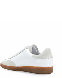 Мужские белые кожаные низкие кеды от Wood Wood