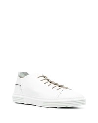 Мужские белые кожаные низкие кеды от Moma