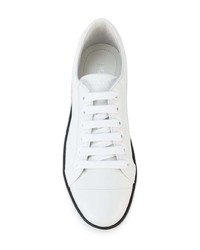 Женские белые кожаные низкие кеды от Prada