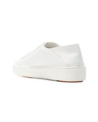 Женские белые кожаные низкие кеды от Santoni
