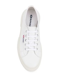 Женские белые кожаные низкие кеды от Superga
