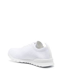 Мужские белые кожаные низкие кеды от Kiton