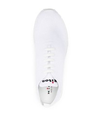 Мужские белые кожаные низкие кеды от Kiton