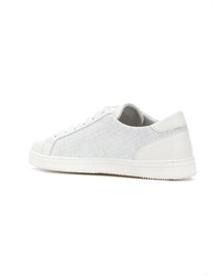 Мужские белые кожаные низкие кеды от Canali