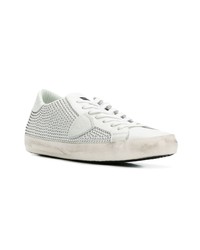 Мужские белые кожаные низкие кеды от Philippe Model