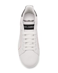 Женские белые кожаные низкие кеды от Dolce & Gabbana