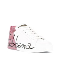 Женские белые кожаные низкие кеды от Dolce & Gabbana