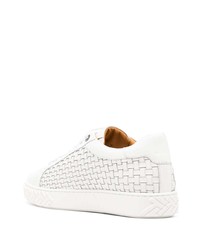 Мужские белые кожаные низкие кеды от Amedeo Testoni