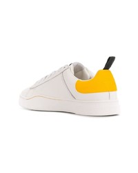 Женские белые кожаные низкие кеды от Diesel