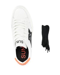 Мужские белые кожаные низкие кеды от Sun 68