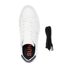 Мужские белые кожаные низкие кеды от Sun 68