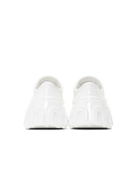 Женские белые кожаные низкие кеды от Miu Miu