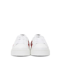 Женские белые кожаные низкие кеды от Miu Miu