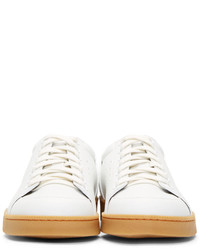 Женские белые кожаные низкие кеды от Loewe